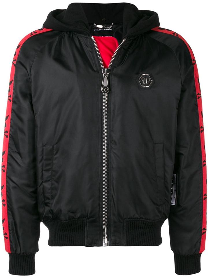 Philipp Plein X Playboy Side Logo Stripe Hooded Jacket - Black
