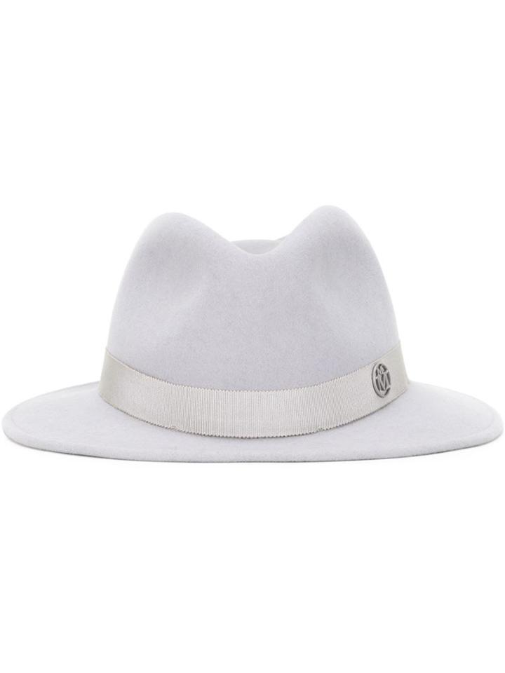 Maison Michel Classic Fedora Hat, Women's, Size: L, Grey, Cotton/viscose/rabbit Fur Felt