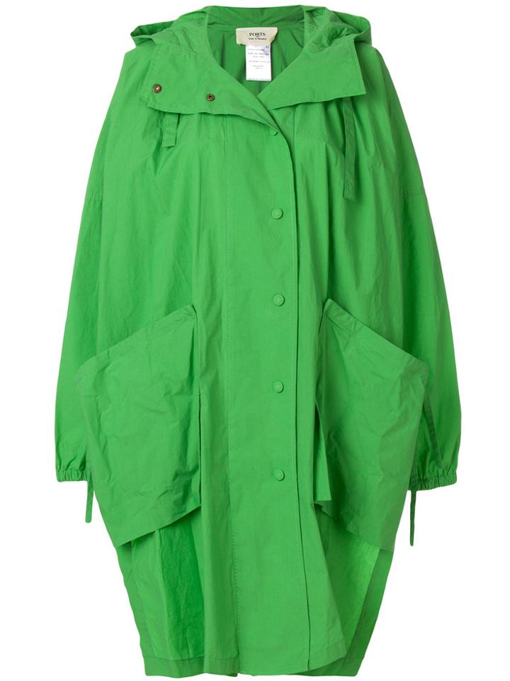 Ports 1961 Hooded Cocoon Coat - Green
