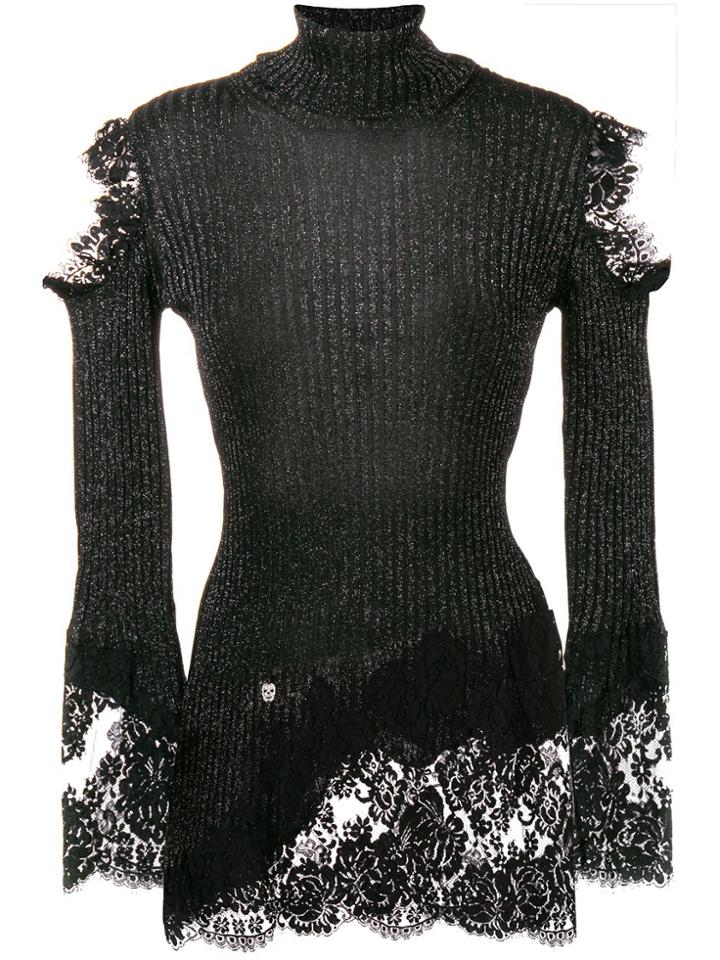Philipp Plein Lace Knitted Sweater - Black
