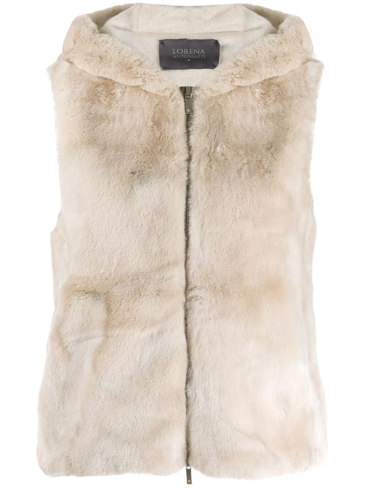 Lorena Antoniazzi Faux Fur Hooded Vest - Neutrals