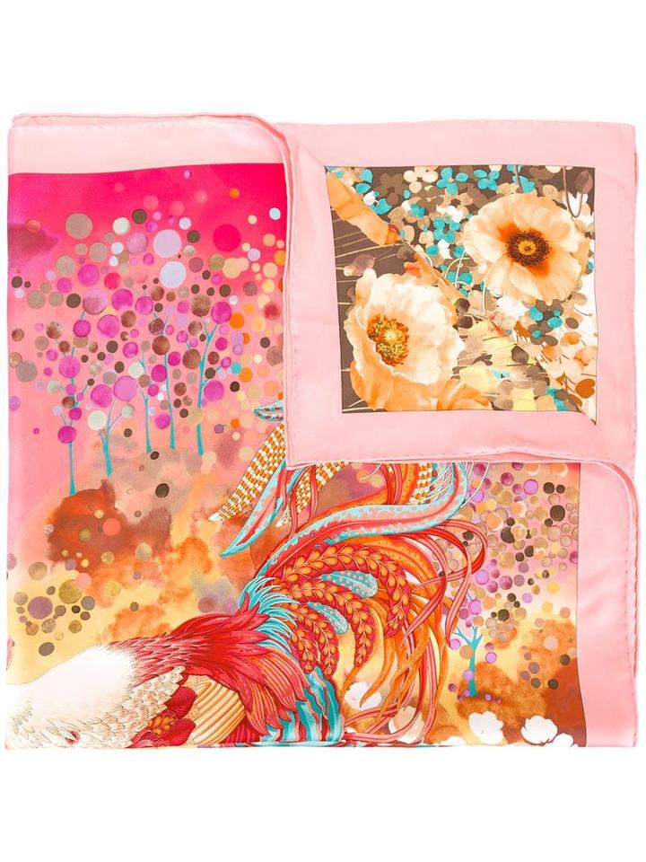 Salvatore Ferragamo Rooster Print Scarf, Women's, Silk