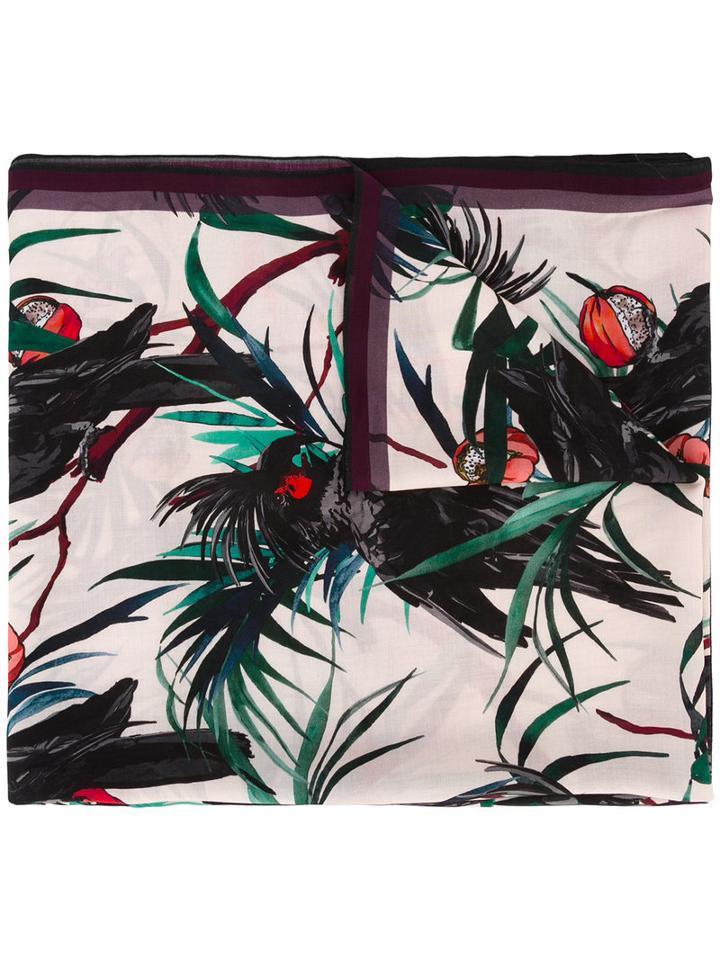 Ps By Paul Smith Tropical Print Scarf, Men's, White, Viscose