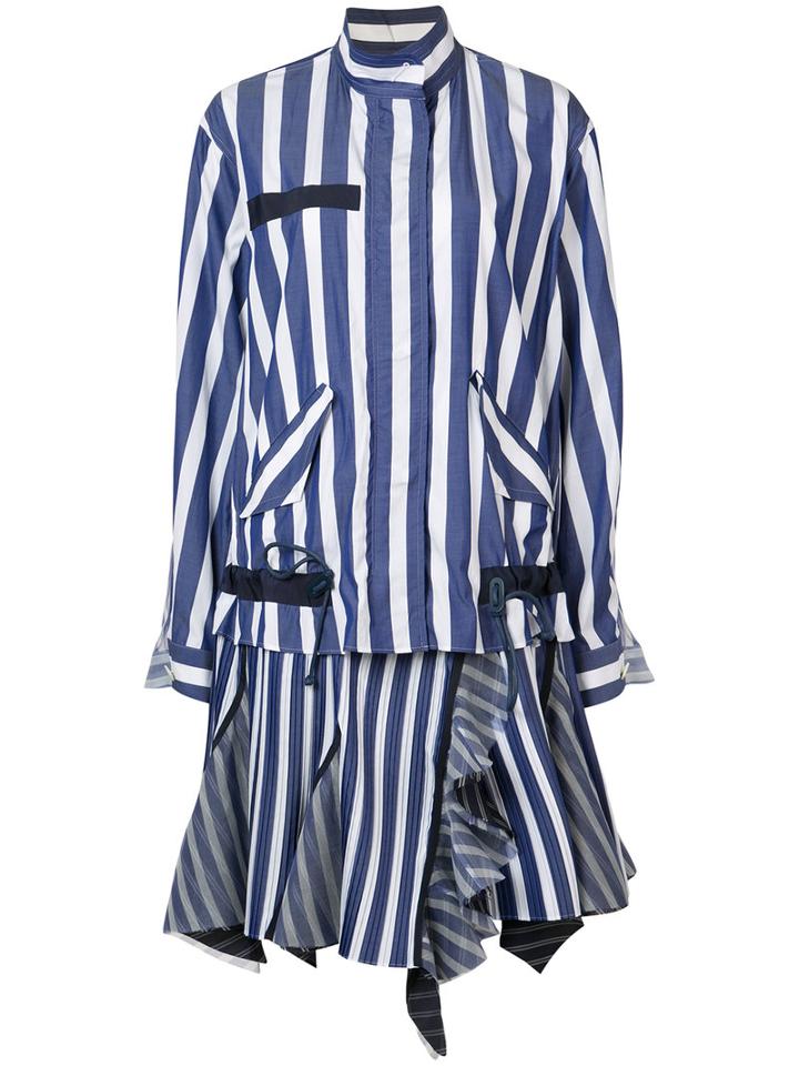 Sacai - Striped Dress - Women - Silk/cotton/polyester/cupro - 1, Blue, Silk/cotton/polyester/cupro