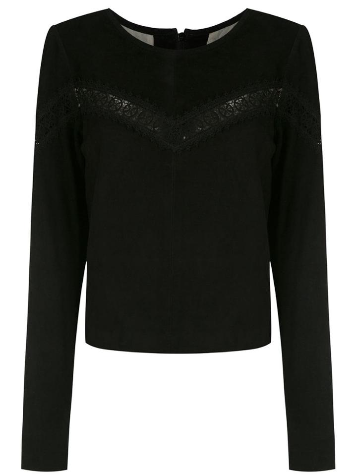 Clé Leather Cropped Blouse - Black
