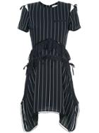Self-portrait Striped Lace Detail Dress - Blue
