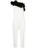 Msgm - Ruffled Single Shoulder Jumpsuit - Women - Polyester/elastodiene - 42, White, Polyester/elastodiene
