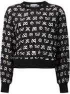 Moschino Laundry Instruction Print Top, Women's, Size: 42, Black, Silk