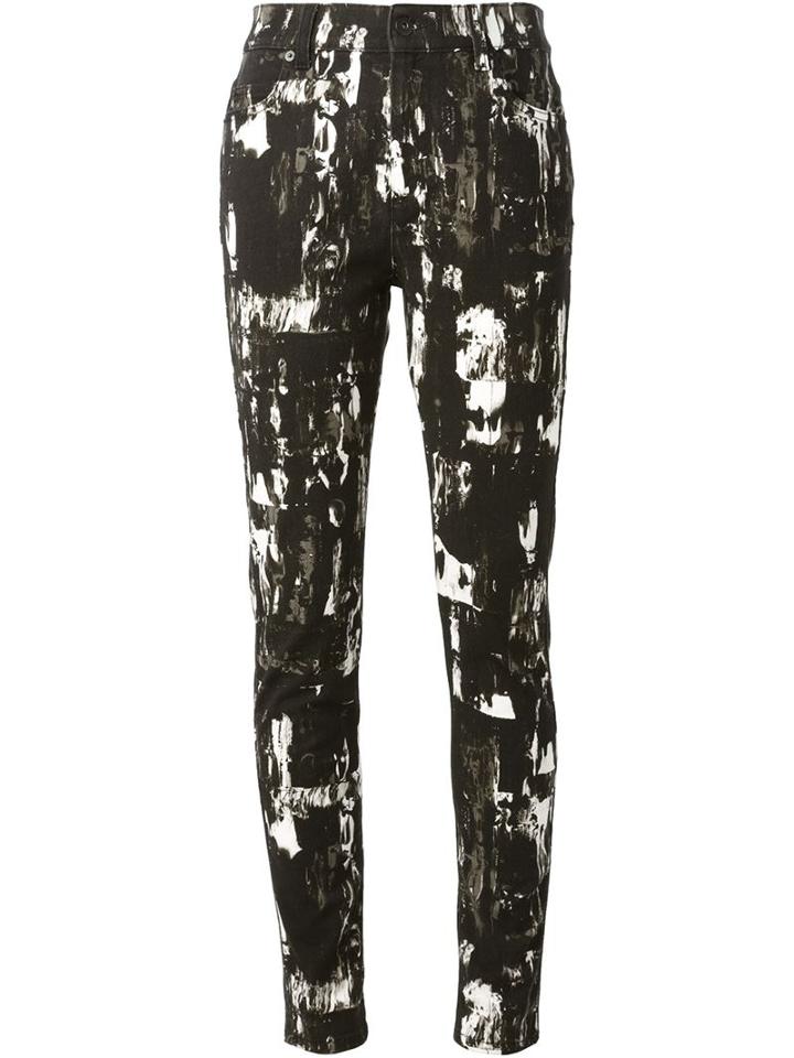 Mcq Alexander Mcqueen Richter Print Skinny Jeans, Women's, Size: 27, Black, Spandex/elastane/cotton