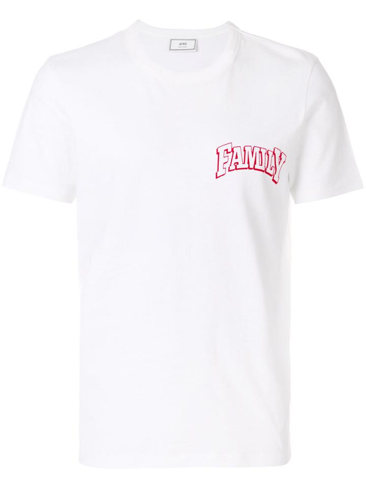 Ami Alexandre Mattiussi Crewneck T-shirt With Red Flocked Print Family