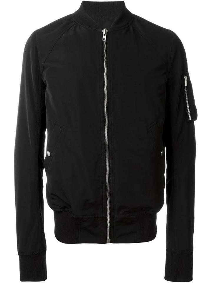 Rick Owens Classic Bomber Jacket, Men's, Size: 50, Black, Silk/cotton/polyester/cupro