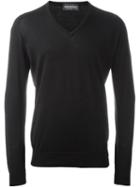 John Smedley V-neck Sweater, Men's, Size: Xxl, Black, Cotton