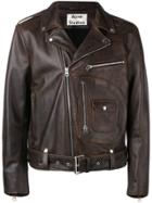 Acne Studios Aged Leather Motorcycle Jacket - Brown
