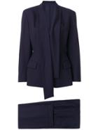 Jean Paul Gaultier Vintage Scarf Collar Blazer And Trouser Suit - Blue