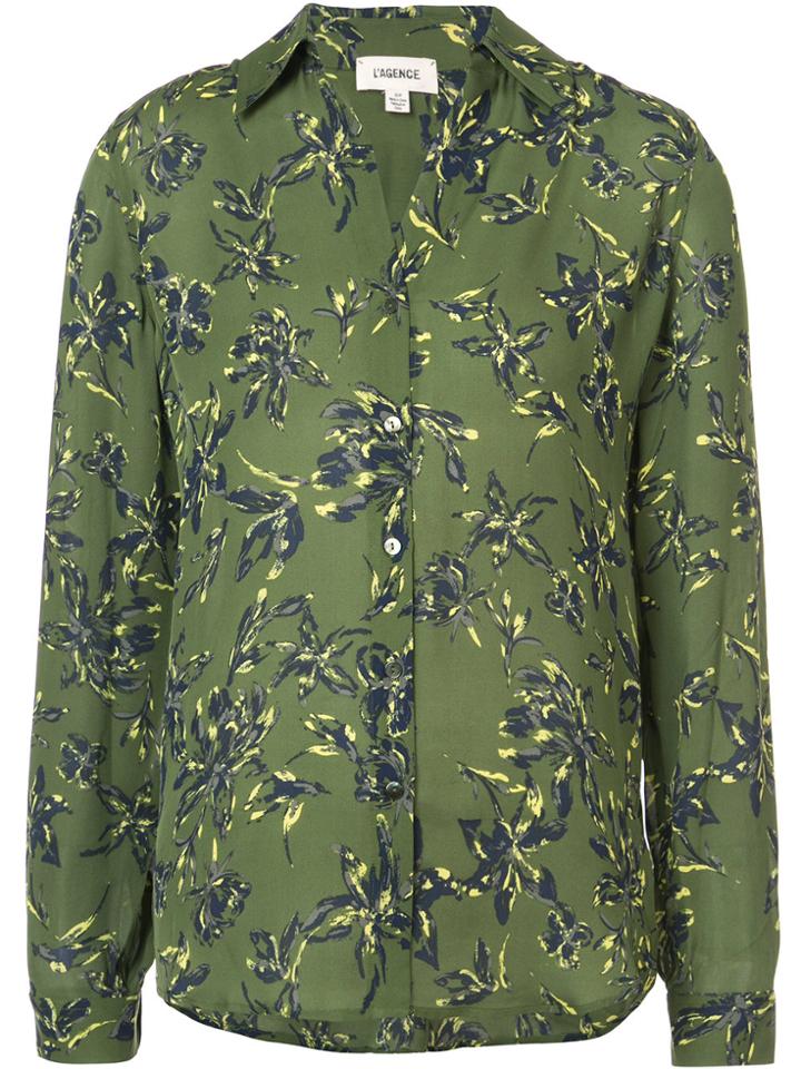 L'agence Floral Print Shirt - Green