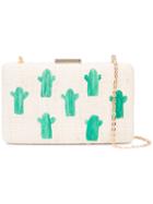 Kayu - Cactus Embroidery Woven Clutch - Women - Straw - One Size, Nude/neutrals, Straw