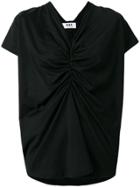 Msgm V-neck Ruched T-shirt - Black