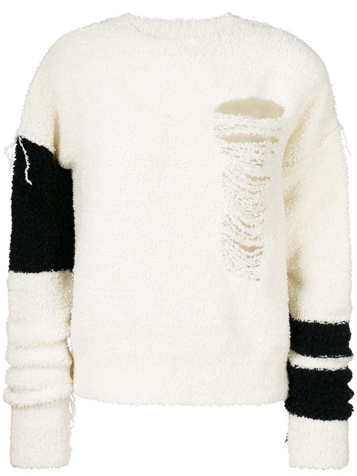 Circus Hotel Oversized Distressed Jumper - White