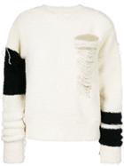 Circus Hotel Oversized Distressed Jumper - White