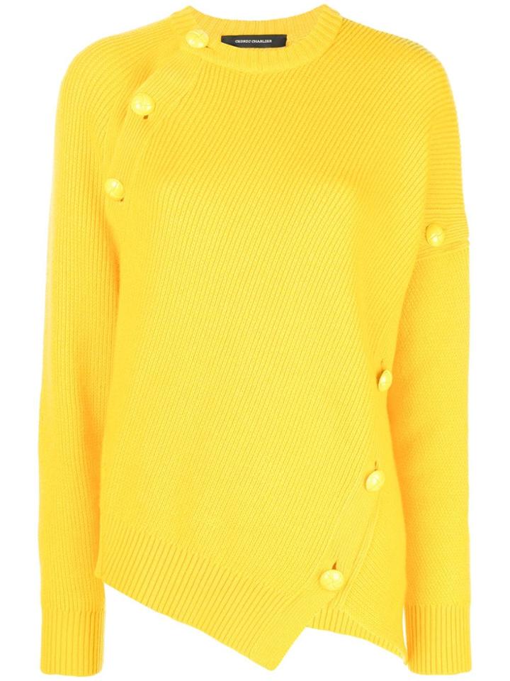 Cédric Charlier Button Embellished Jumper - Yellow & Orange