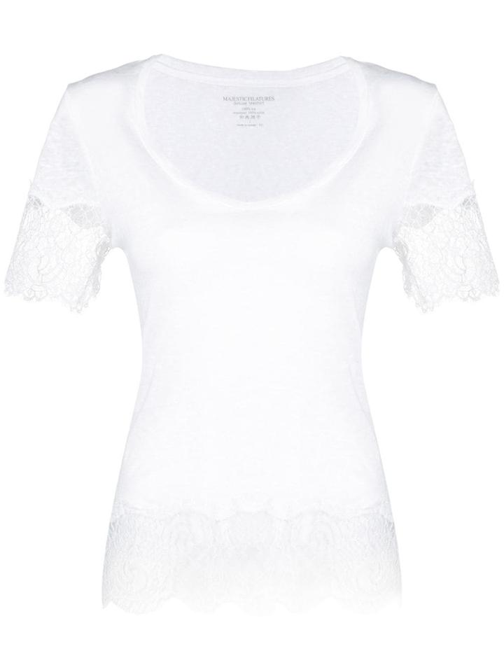 Majestic Filatures Lace Trimmed T-shirt - White