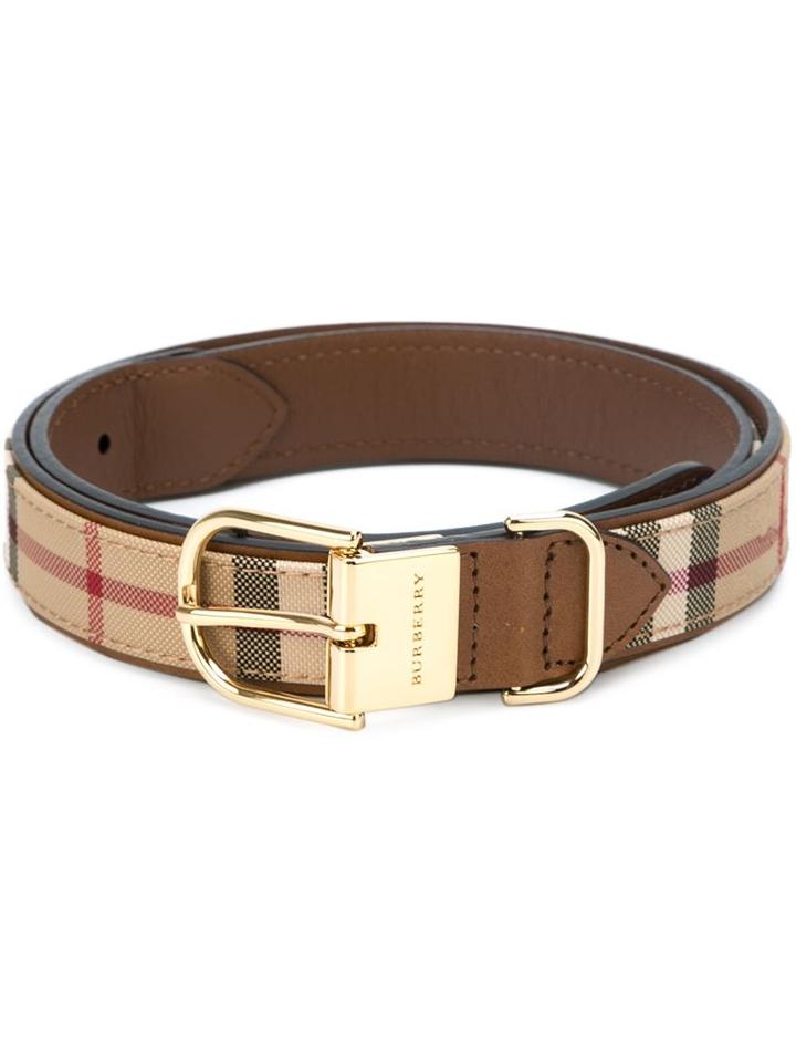 Burberry Checked Belt, Women's, Size: 70, Nude/neutrals, Polyamide/leather