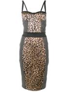 Dolce & Gabbana Vintage Leopard Print Denim Bustier Dress - Grey