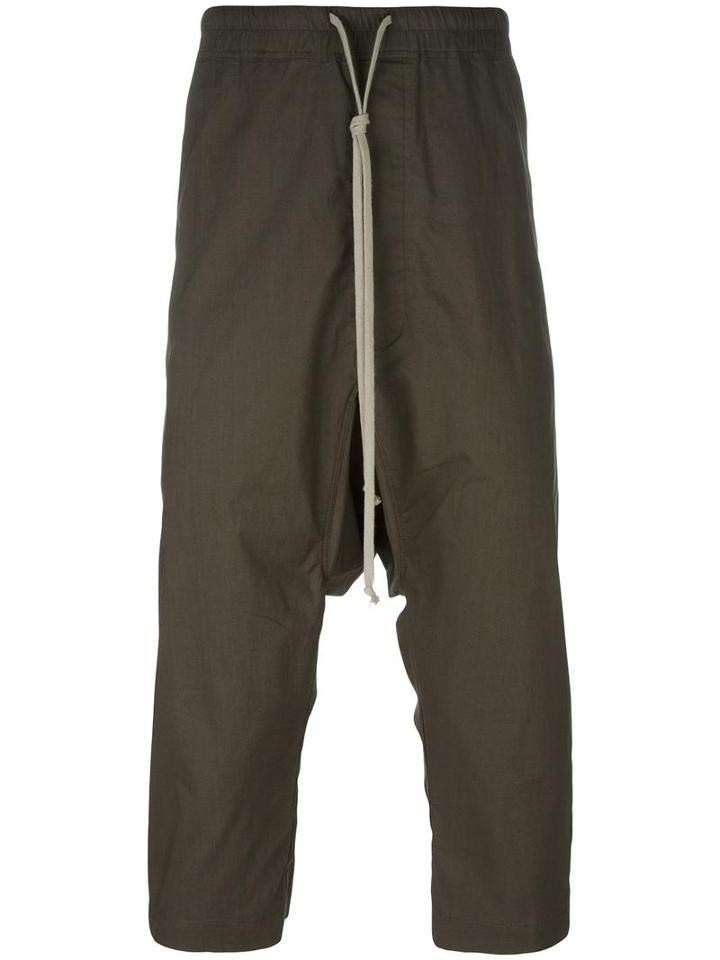 Rick Owens Drop-crotch Cropped Trousers, Men's, Size: 50, Grey, Cotton