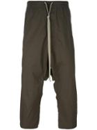 Rick Owens Drop-crotch Cropped Trousers, Men's, Size: 50, Grey, Cotton