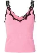 Twin-set Lace Trim Knitted Vest - Pink & Purple