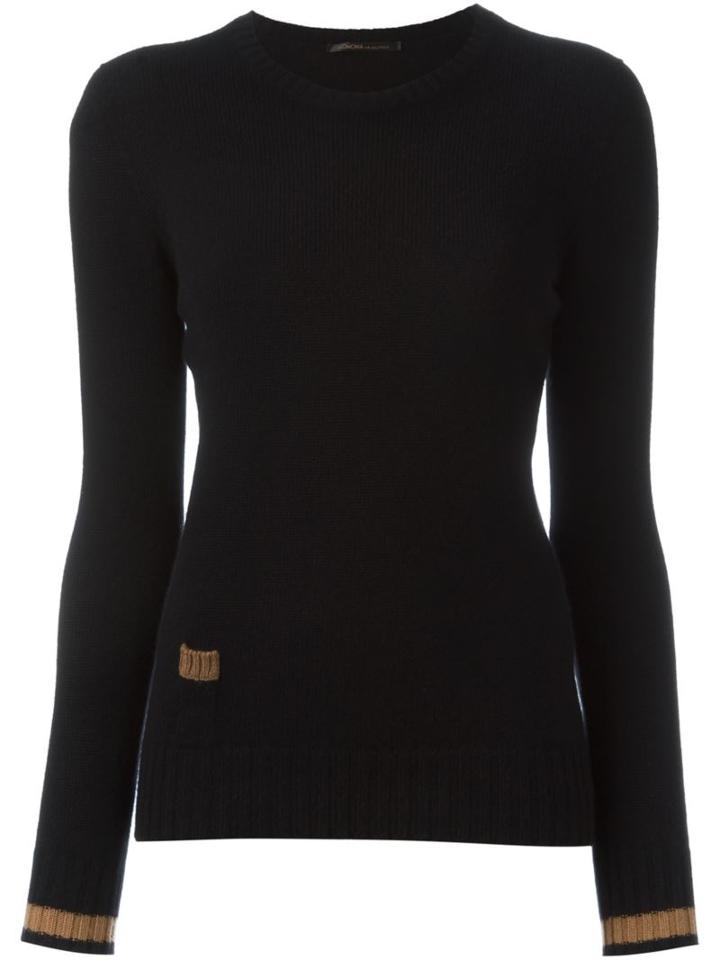 Agnona Cashmere Contrast Stripe Jumper, Women's, Size: 38, Black, Cashmere