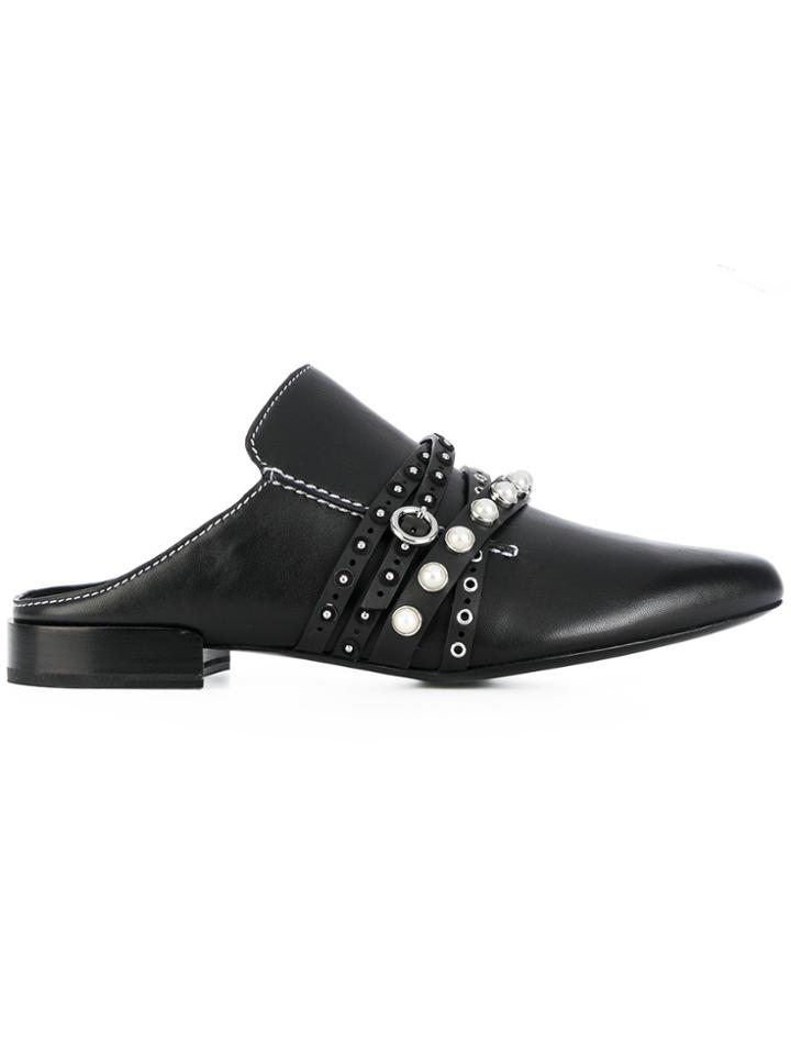 3.1 Phillip Lim Faux Pearl Strappy Mules - Black