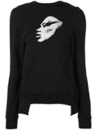 Dust - Open Back Printed Sweatshirt - Women - Cotton - S, Black, Cotton