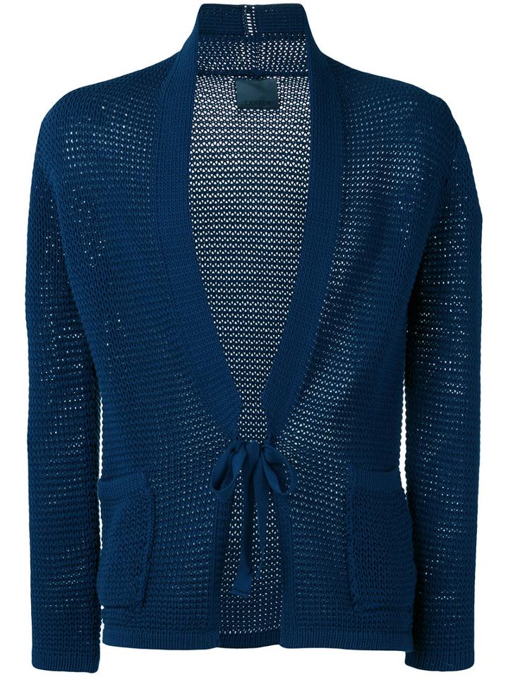 Laneus - Front Knot Cardigan - Men - Cotton/polyamide - 46, Blue, Cotton/polyamide