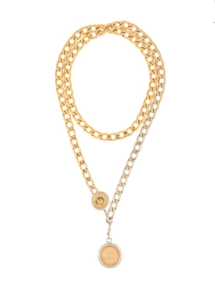 Chanel Vintage Layered Medallions Necklace - Metallic