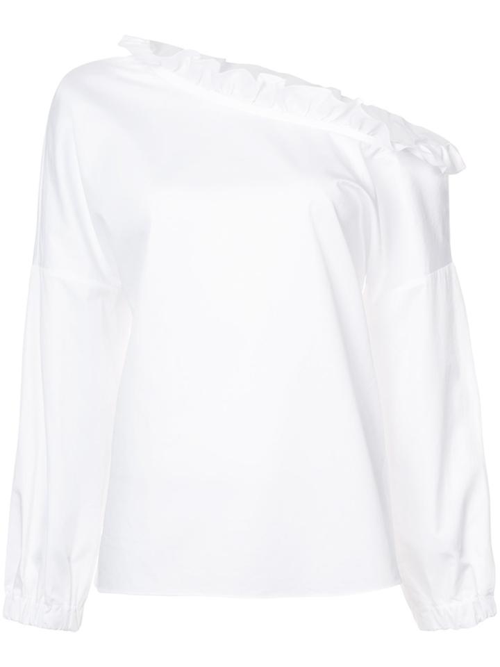 Tibi Frill Trim One Shoulder Blouse - White