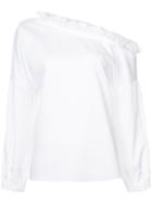 Tibi Frill Trim One Shoulder Blouse - White