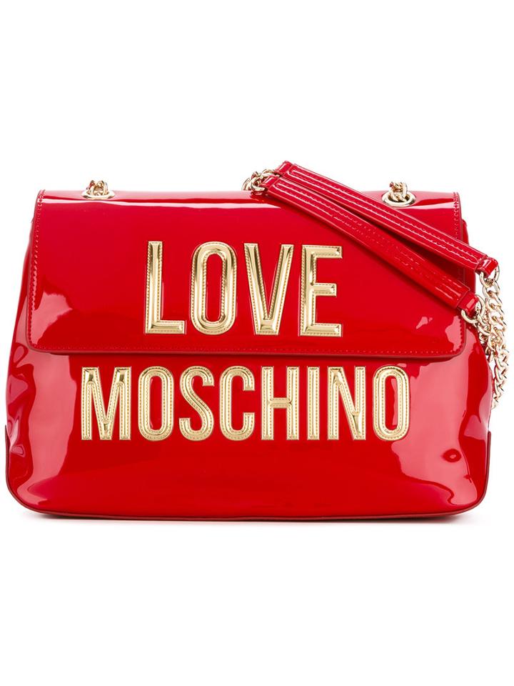 Love Moschino - Gold Lettering Shoulder Bag - Women - Polyurethane - One Size, Women's, Red, Polyurethane
