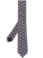 Versace Greek Key Patterned Tie - Black