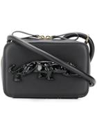 Krizia Vintage Debossed Panther Crossbody Bag - Black