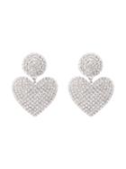 Alessandra Rich Embellished Heart-shape Earrings - Metallic