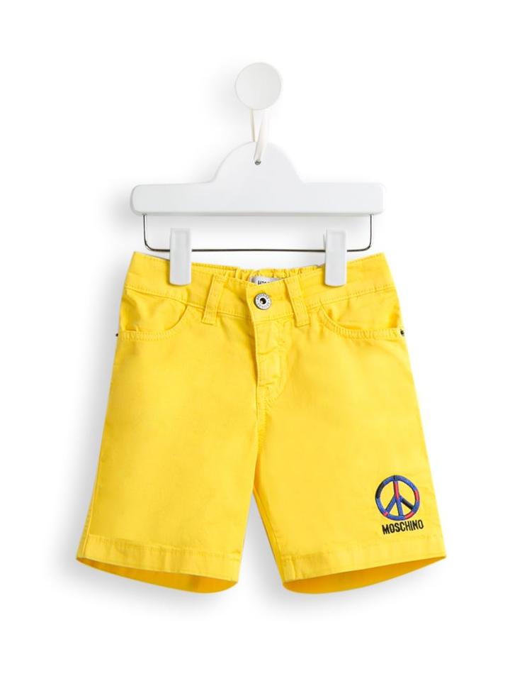 Moschino Kids Peace Logo Denim Shorts