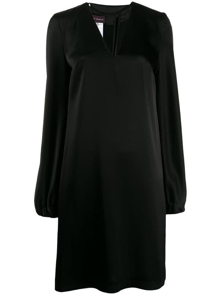 Talbot Runhof Flared V-neck Dress - Black