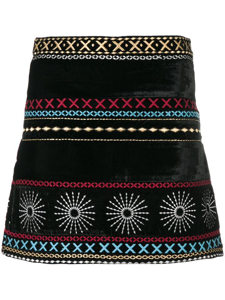 Dodo Bar Or Embroidered Velvet Skirt - Black