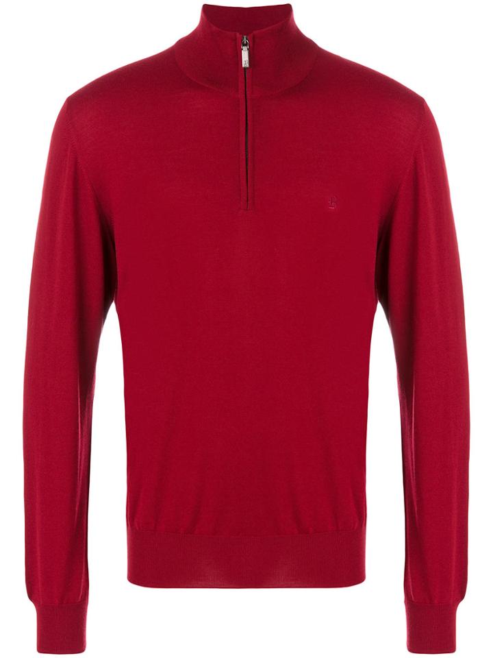 Brioni Zip Collar Jumper - Red