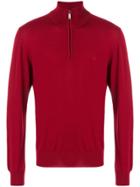 Brioni Zip Collar Jumper - Red
