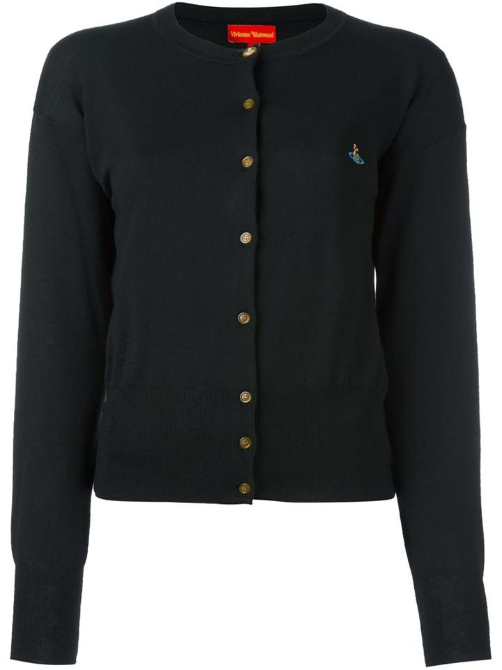 Vivienne Westwood Red Label Embroidered Logo Cardigan, Women's, Size: Large, Black, Wool