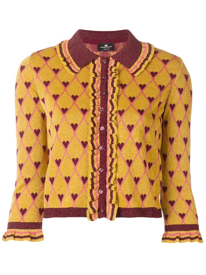 Elisabetta Franchi Heart Button Cardigan - Yellow & Orange