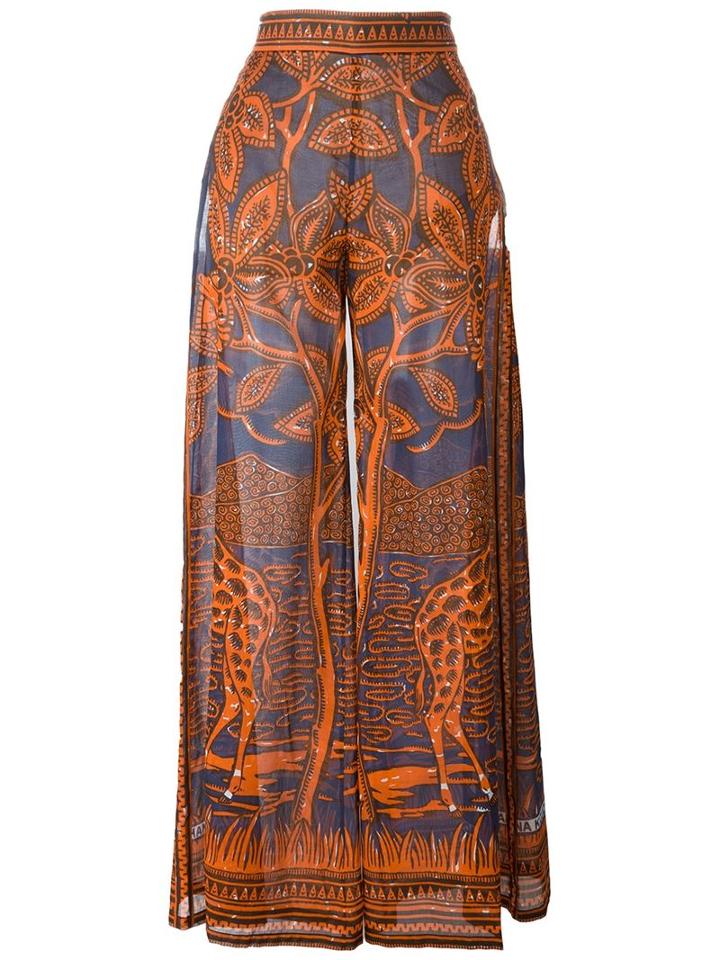 Valentino Giraffe Print Palazzo Pants
