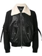 Dsquared2 - Shearling Collar Jacket - Men - Calf Leather/polyester/cotton/polyamide - 48, Black, Calf Leather/polyester/cotton/polyamide